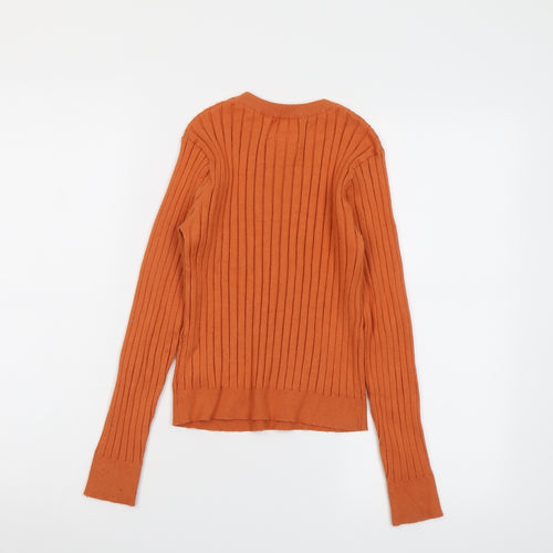 Zara Girls Orange Round Neck Viscose Pullover Jumper Size 13-14 Years Pullover