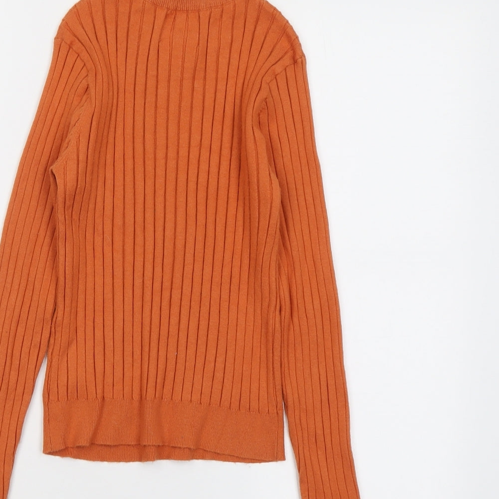 Zara Girls Orange Round Neck Viscose Pullover Jumper Size 13-14 Years Pullover