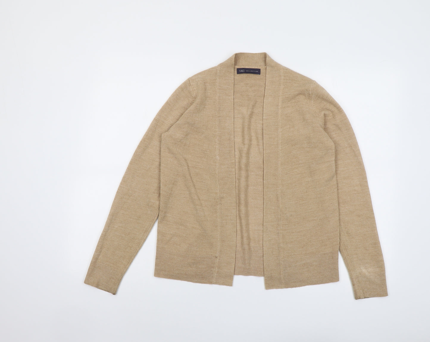 Marks and Spencer Womens Beige V-Neck Acrylic Cardigan Jumper Size S