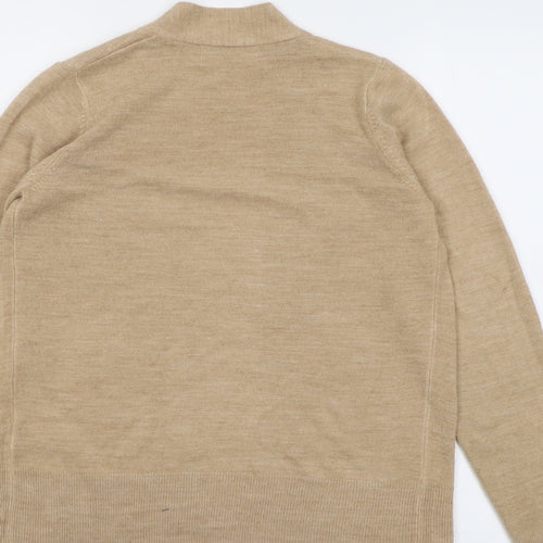 Marks and Spencer Womens Beige V-Neck Acrylic Cardigan Jumper Size S