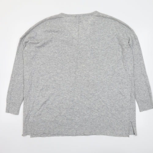 New Look Womens Grey V-Neck Nylon Pullover Jumper Size L