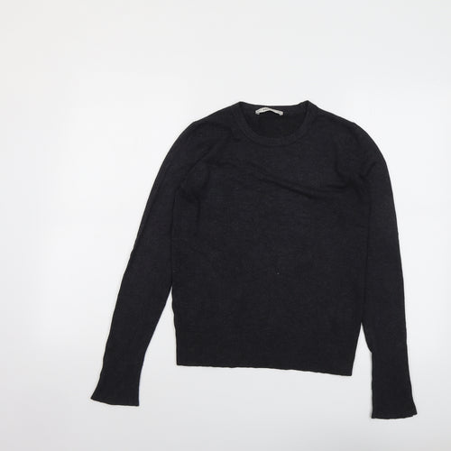 Zara Womens Grey Round Neck Viscose Pullover Jumper Size S
