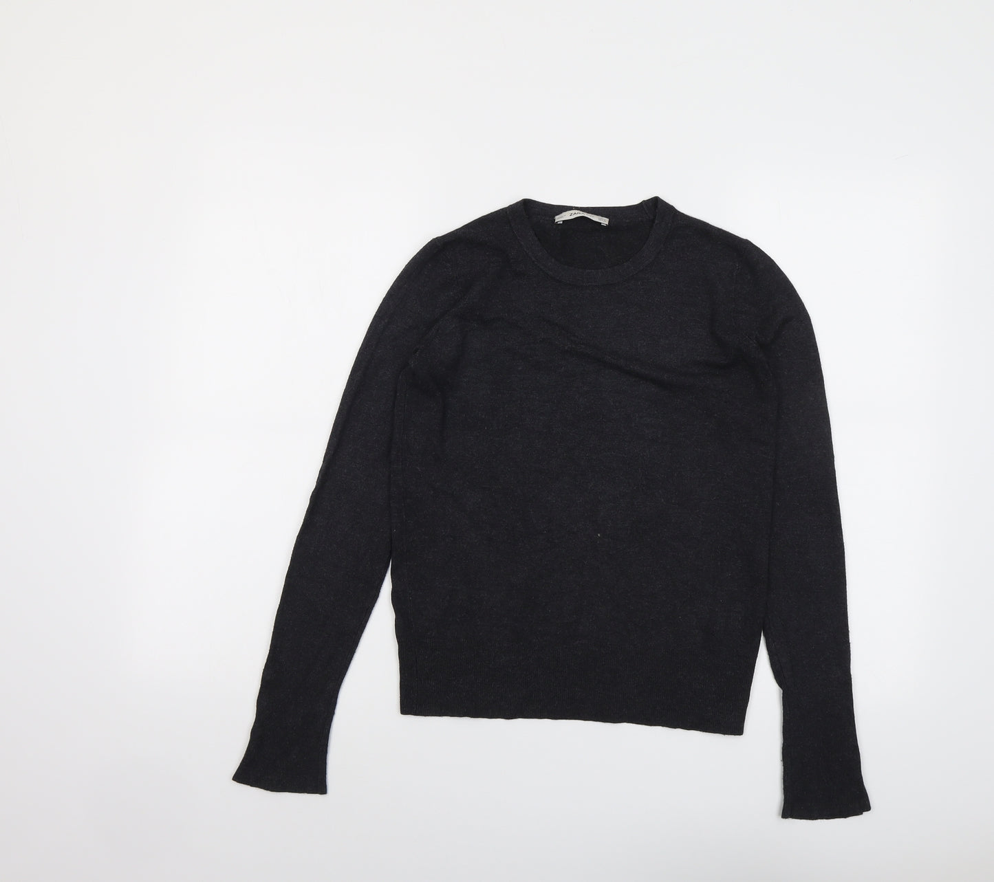 Zara Womens Grey Round Neck Viscose Pullover Jumper Size S
