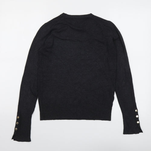 Zara Womens Grey Round Neck Viscose Pullover Jumper Size S