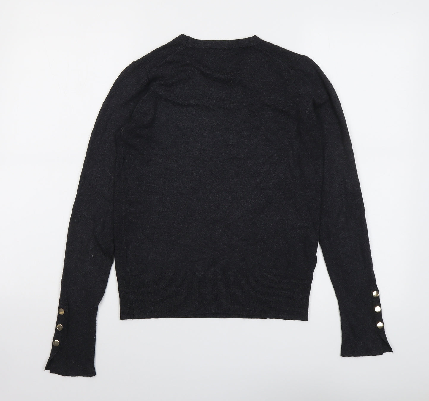 Zara Womens Grey Round Neck Viscose Pullover Jumper Size S