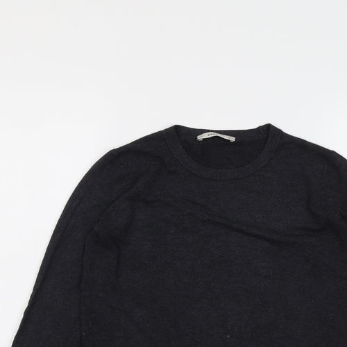 Zara Womens Grey Round Neck Viscose Pullover Jumper Size S