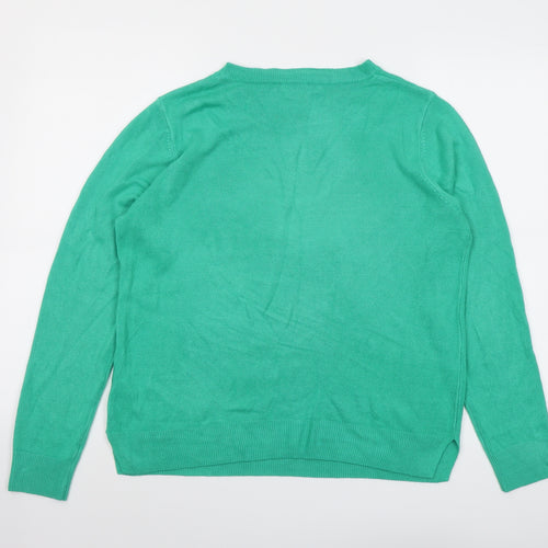 Marks and Spencer Womens Green Round Neck Acrylic Pullover Jumper Size 14