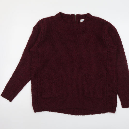Indigo Womens Purple Round Neck Acrylic Pullover Jumper Size 14