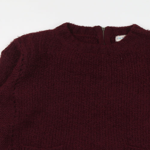 Indigo Womens Purple Round Neck Acrylic Pullover Jumper Size 14