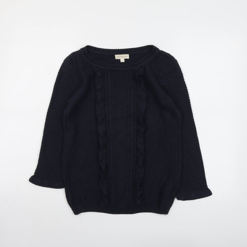 Monsoon Womens Blue Round Neck Cotton Pullover Jumper Size S