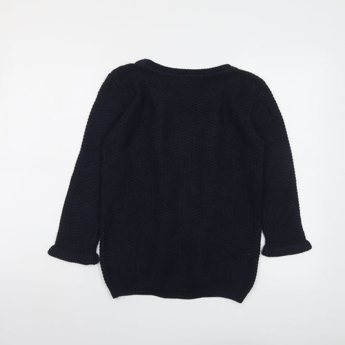 Monsoon Womens Blue Round Neck Cotton Pullover Jumper Size S