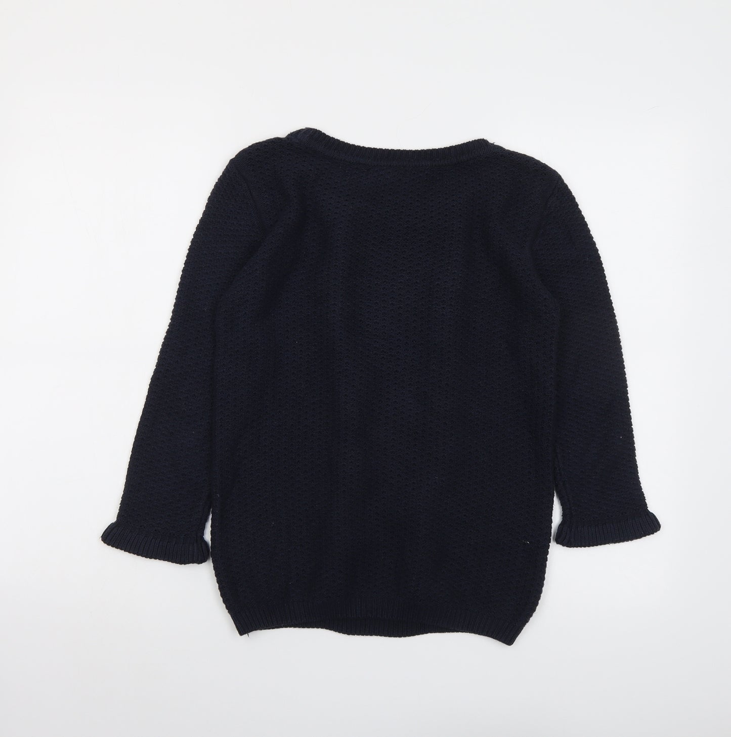Monsoon Womens Blue Round Neck Cotton Pullover Jumper Size S