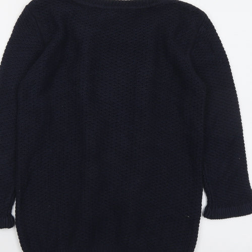 Monsoon Womens Blue Round Neck Cotton Pullover Jumper Size S