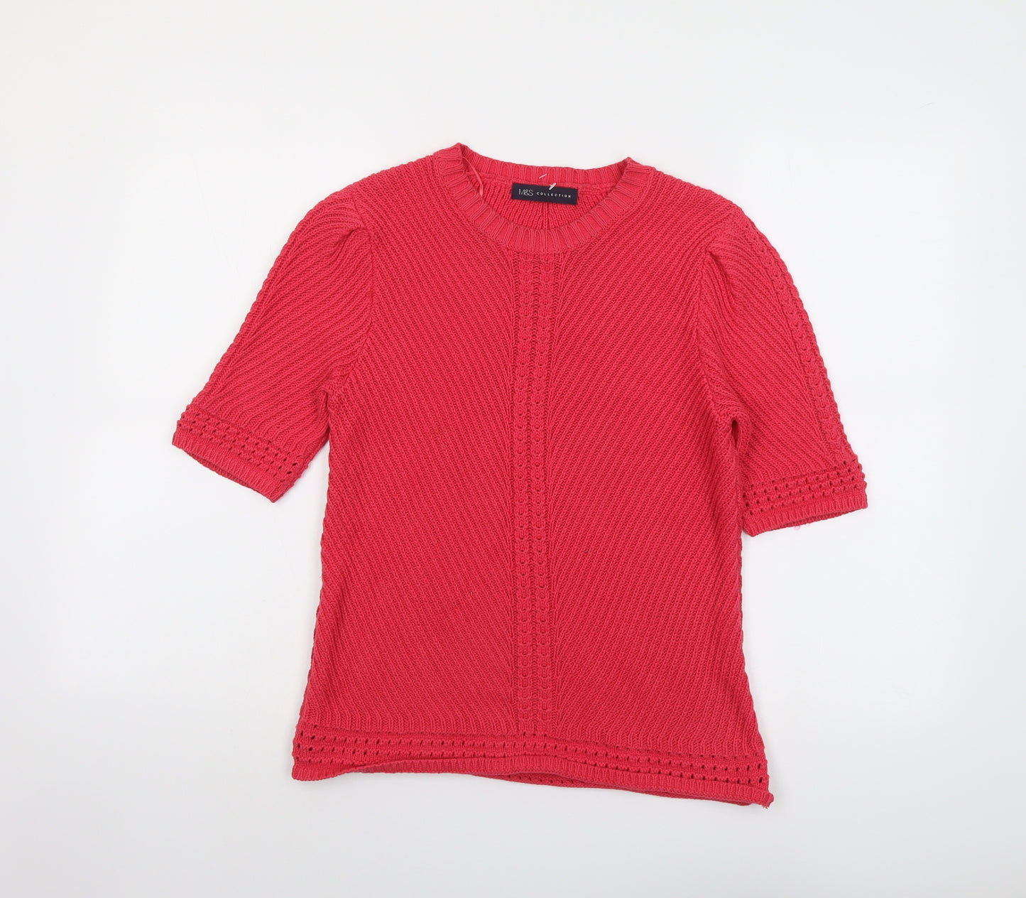 Marks and Spencer Womens Pink Round Neck Cotton Pullover Jumper Size 12