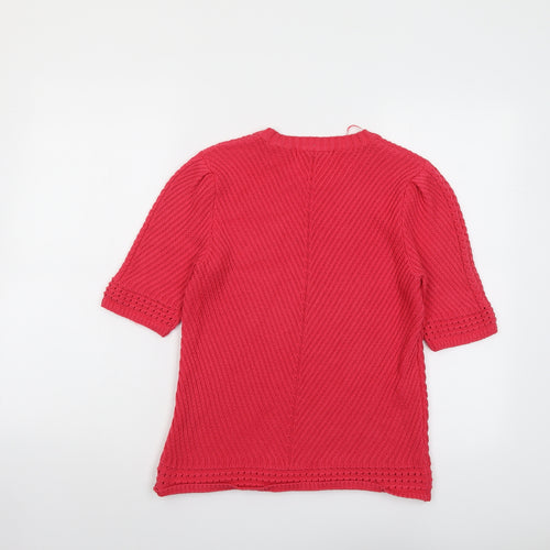 Marks and Spencer Womens Pink Round Neck Cotton Pullover Jumper Size 12
