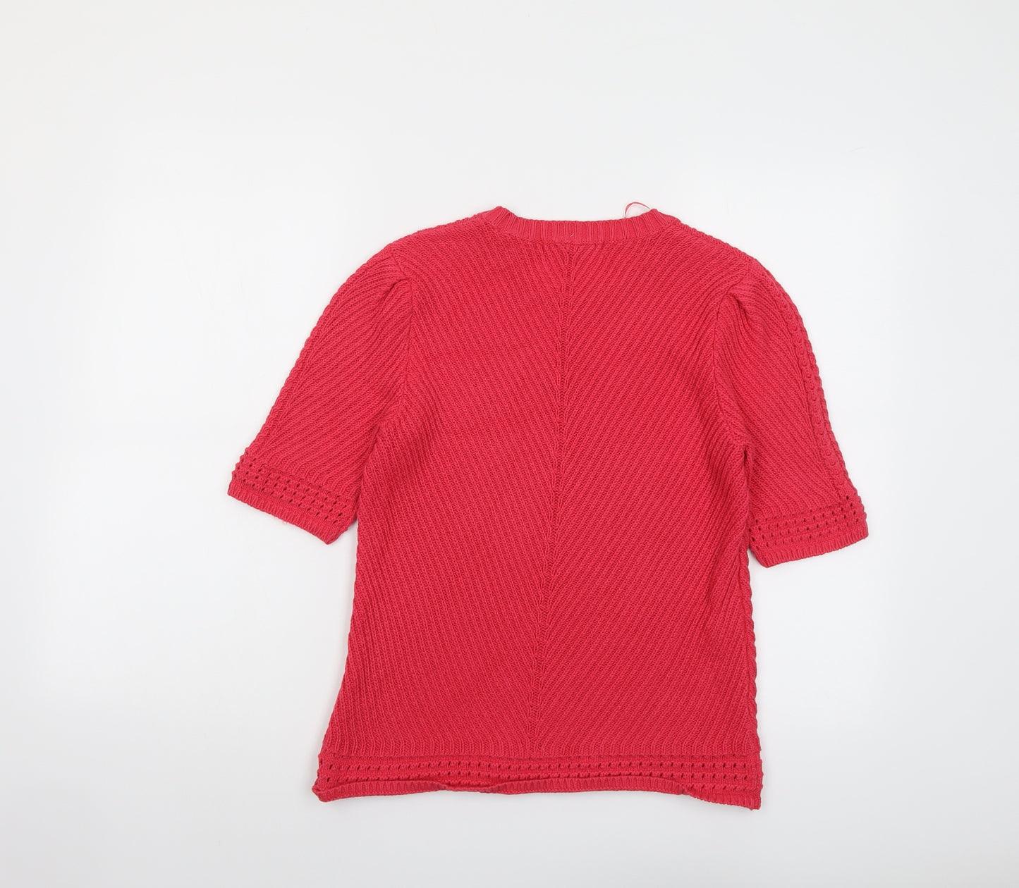 Marks and Spencer Womens Pink Round Neck Cotton Pullover Jumper Size 12