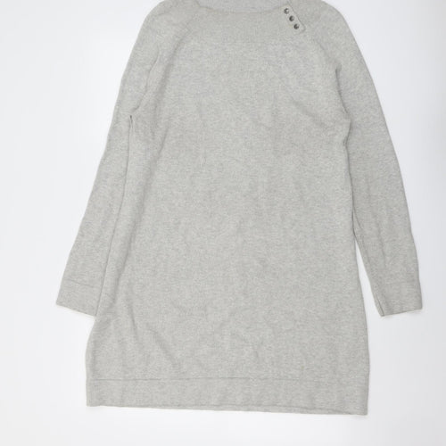 Escales Womens Grey Cotton Jumper Dress Size XL Round Neck Pullover