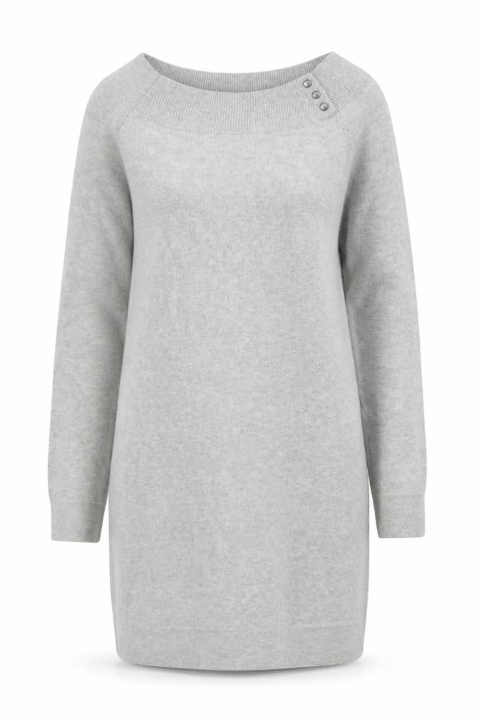 Escales Womens Grey Cotton Jumper Dress Size XL Round Neck Pullover