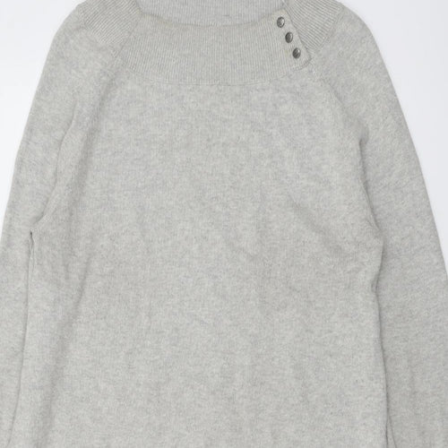 Escales Womens Grey Cotton Jumper Dress Size XL Round Neck Pullover
