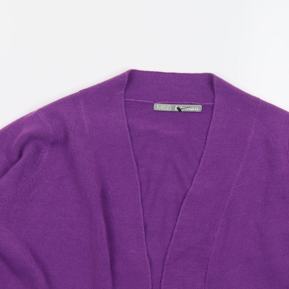 Marks and Spencer Womens Purple V-Neck Acrylic Cardigan Jumper Size 10