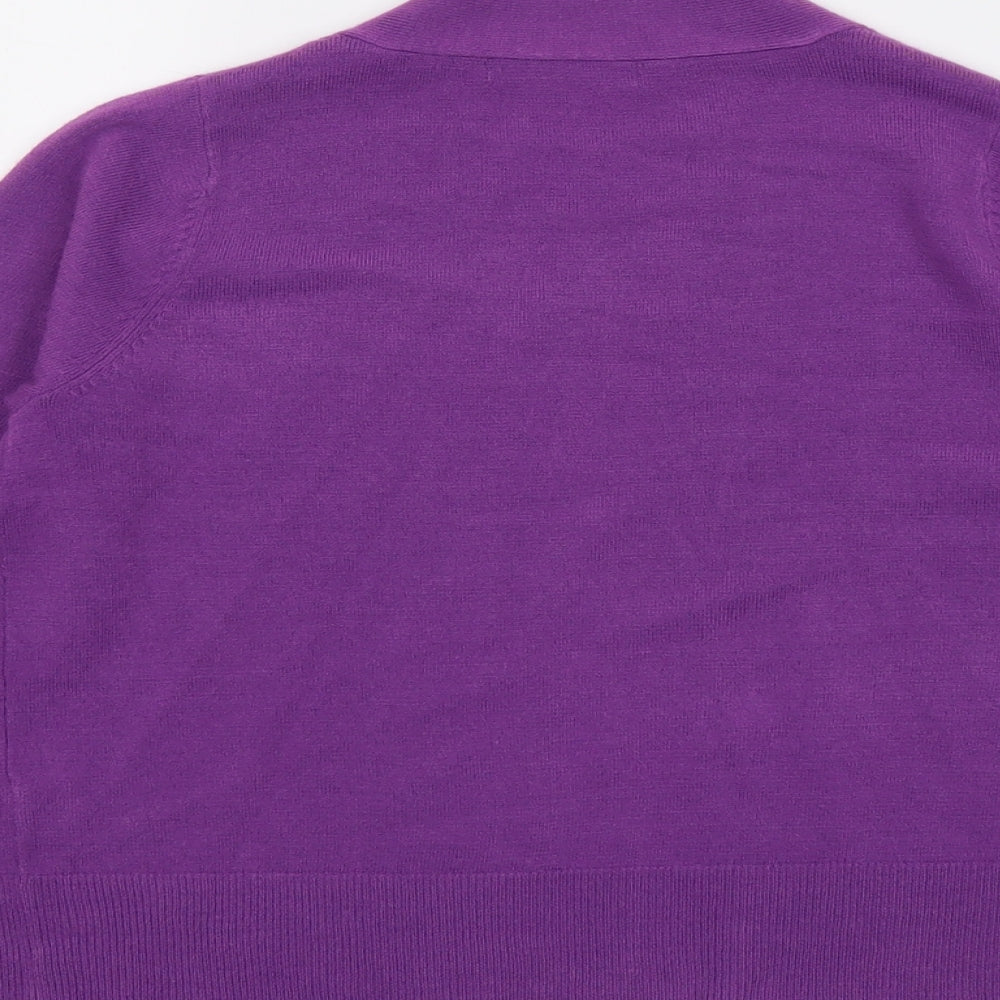 Marks and Spencer Womens Purple V-Neck Acrylic Cardigan Jumper Size 10