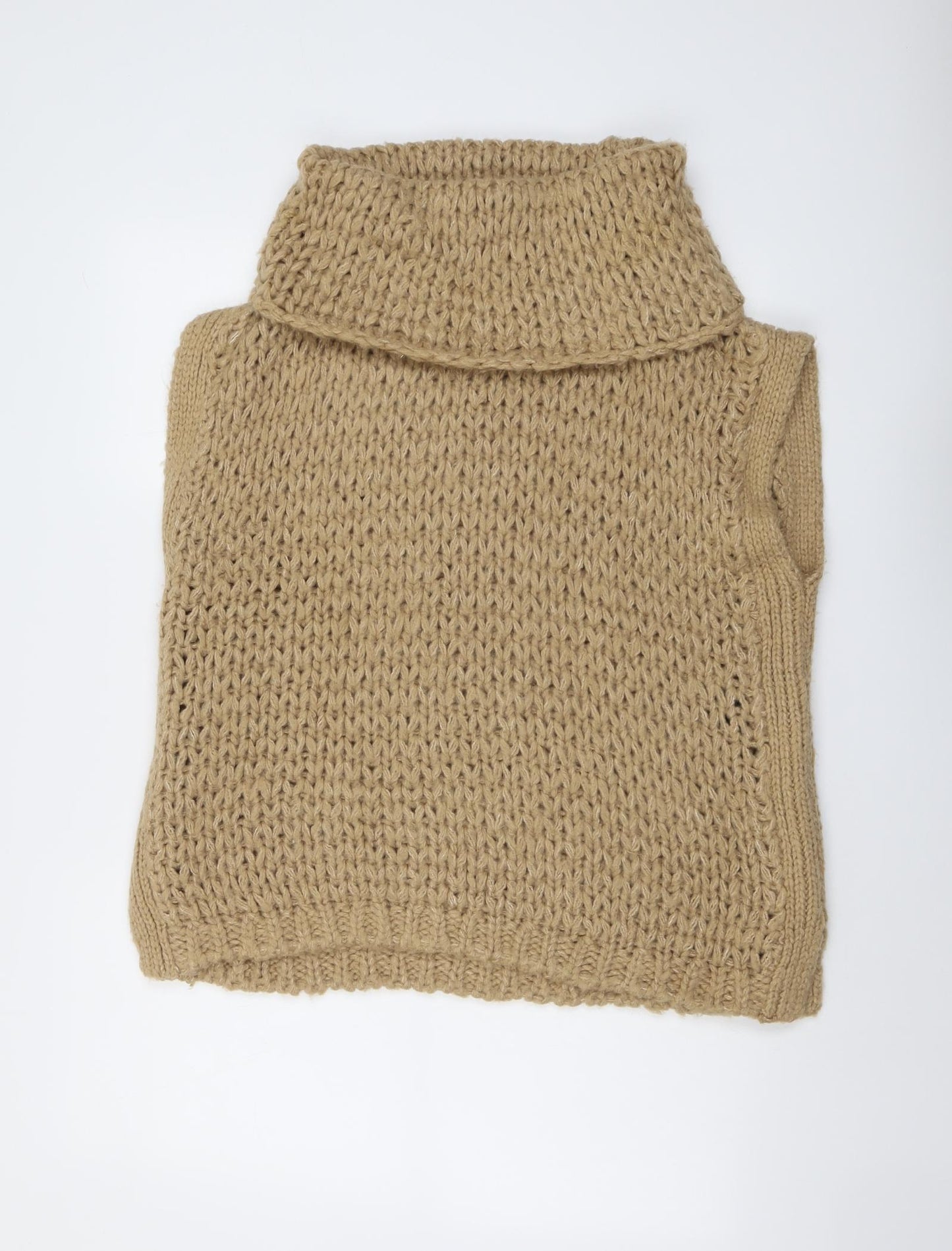 Mint Velvet Womens Beige Roll Neck Acrylic Vest Jumper Size L