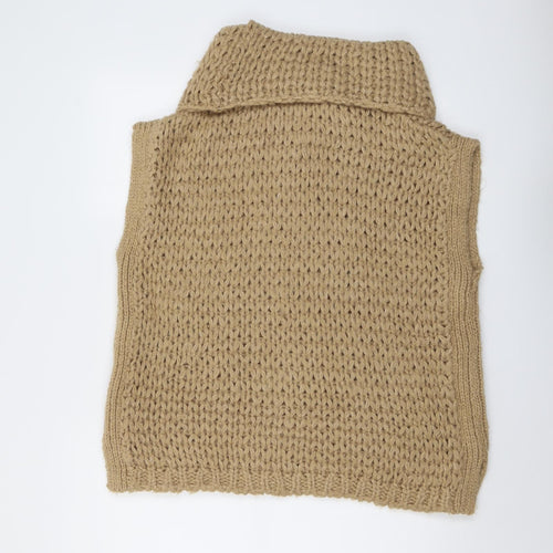 Mint Velvet Womens Beige Roll Neck Acrylic Vest Jumper Size L