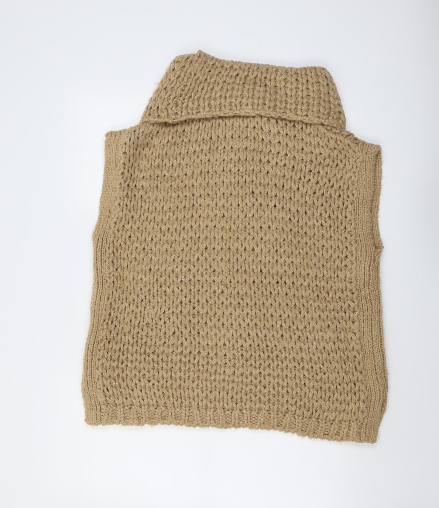 Mint Velvet Womens Beige Roll Neck Acrylic Vest Jumper Size L
