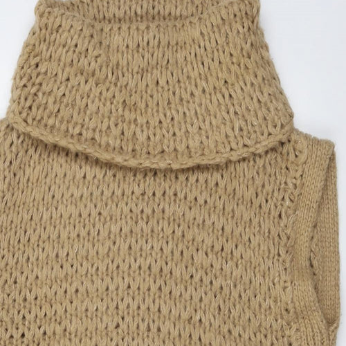 Mint Velvet Womens Beige Roll Neck Acrylic Vest Jumper Size L