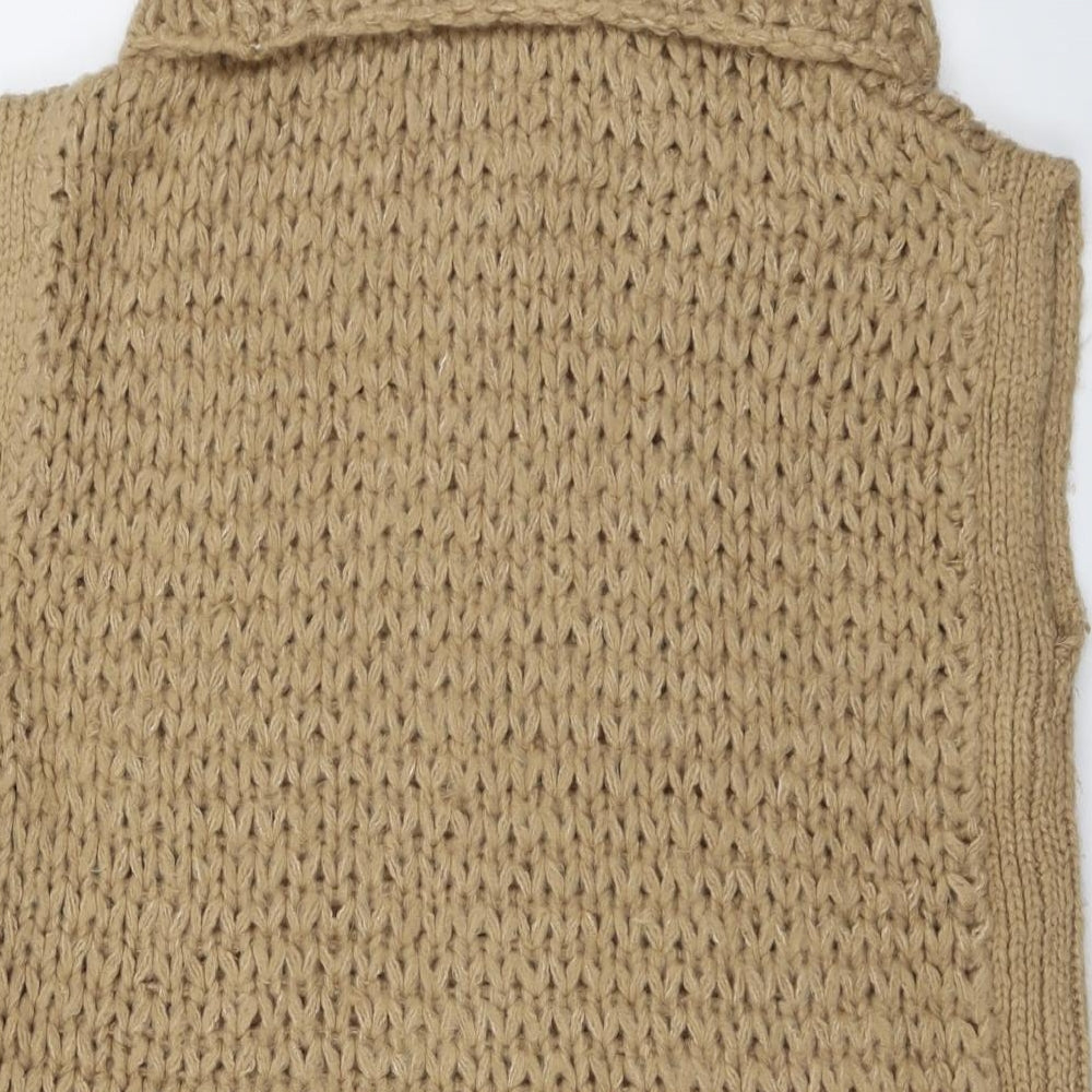 Mint Velvet Womens Beige Roll Neck Acrylic Vest Jumper Size L