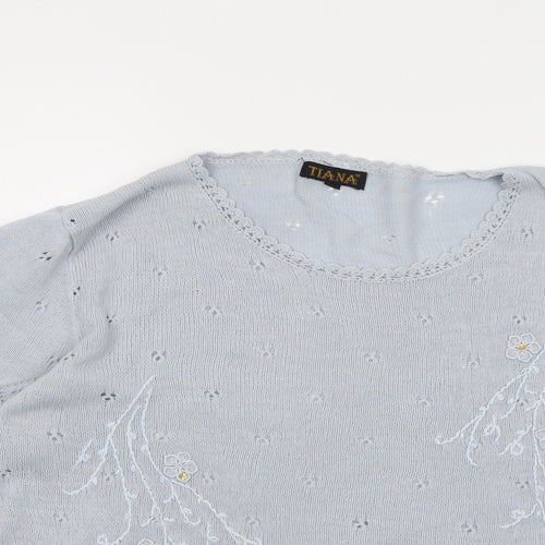 Tiana Womens Blue Round Neck Acrylic Pullover Jumper Size L
