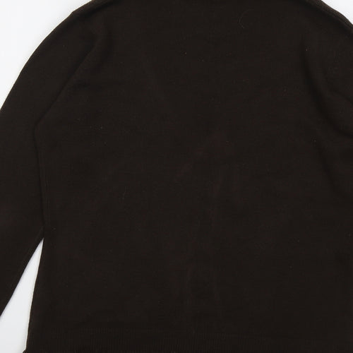 M&Co Womens Brown V-Neck Acrylic Cardigan Jumper Size M