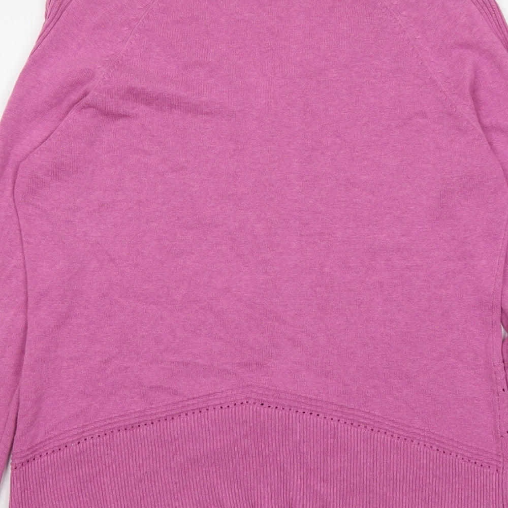 Mistral Womens Pink V-Neck Cotton Cardigan Jumper Size 14