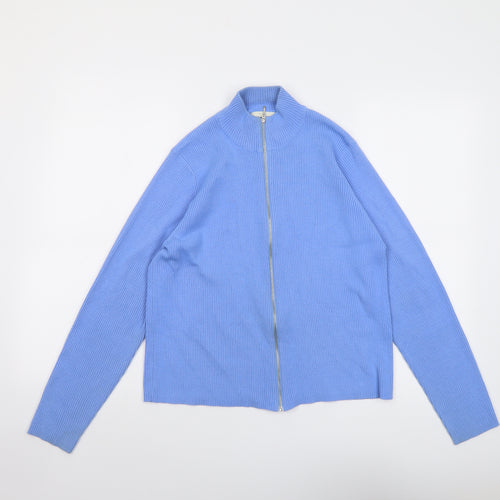 Marks and Spencer Womens Blue High Neck Acrylic Full Zip Jumper Size 18