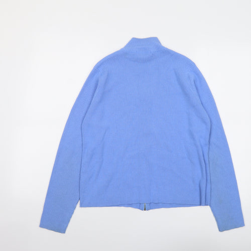 Marks and Spencer Womens Blue High Neck Acrylic Full Zip Jumper Size 18