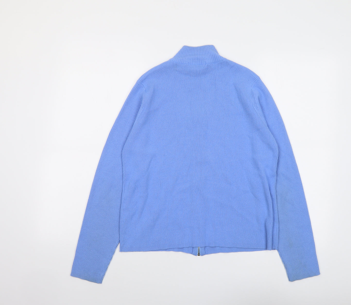 Marks and Spencer Womens Blue High Neck Acrylic Full Zip Jumper Size 18