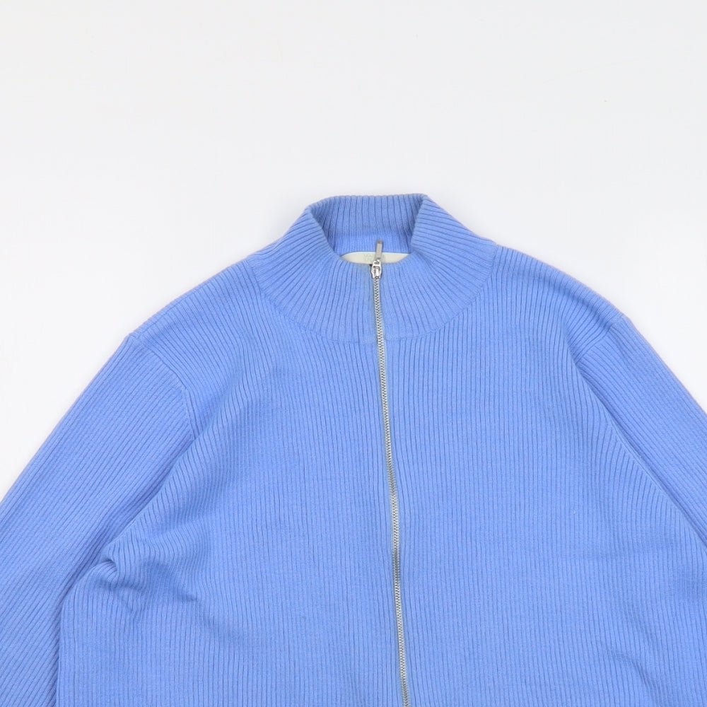 Marks and Spencer Womens Blue High Neck Acrylic Full Zip Jumper Size 18