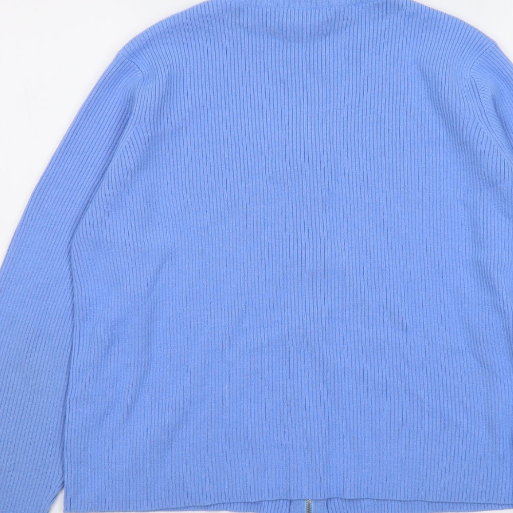 Marks and Spencer Womens Blue High Neck Acrylic Full Zip Jumper Size 18