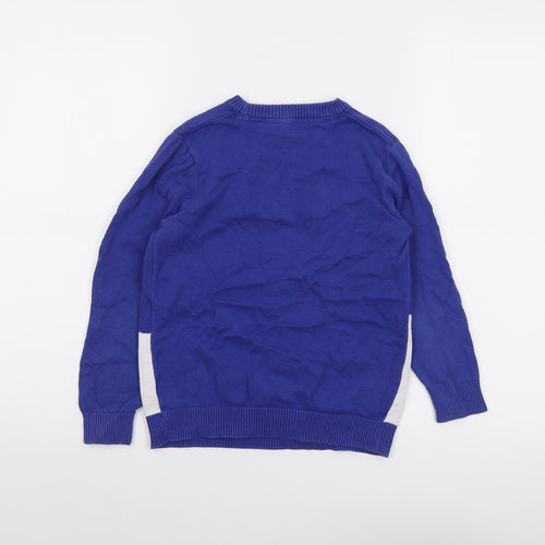 Marks and Spencer Boys Blue Round Neck Cotton Pullover Jumper Size 8-9 Years Pullover - Penguin Christmas