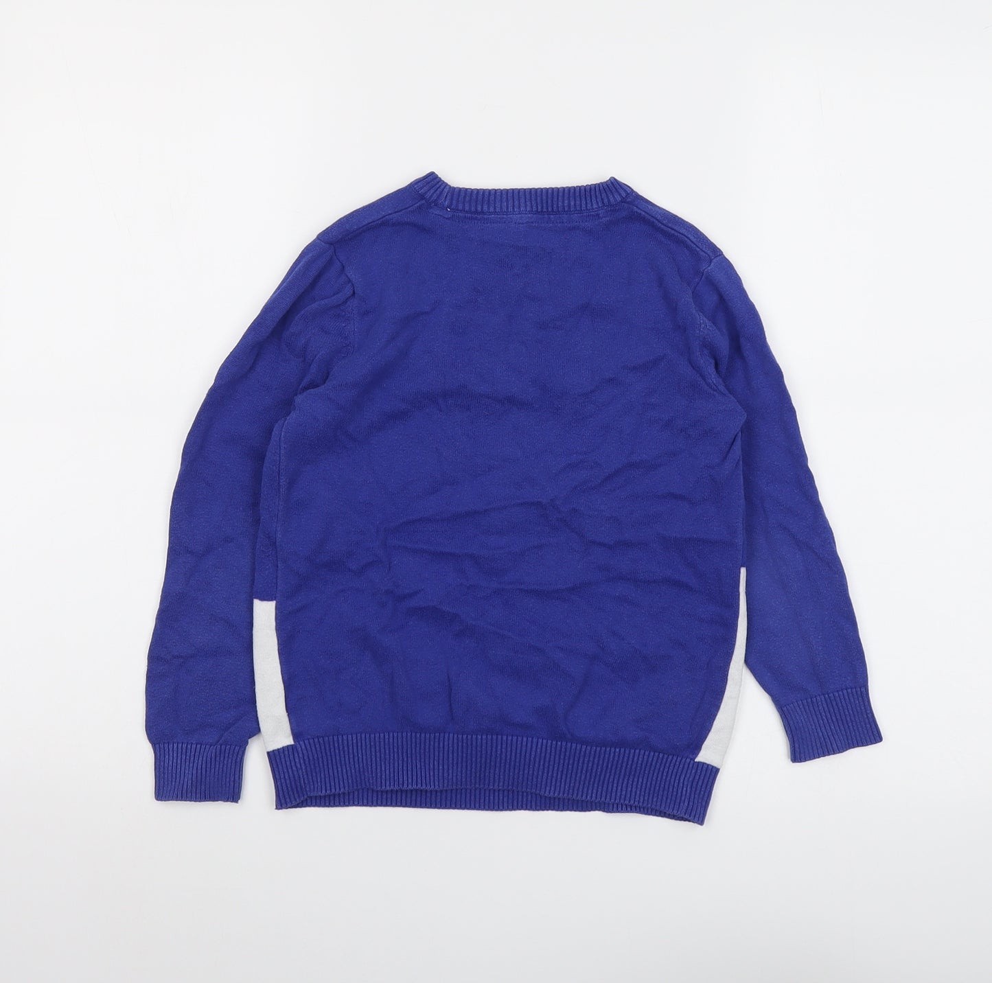 Marks and Spencer Boys Blue Round Neck Cotton Pullover Jumper Size 8-9 Years Pullover - Penguin Christmas