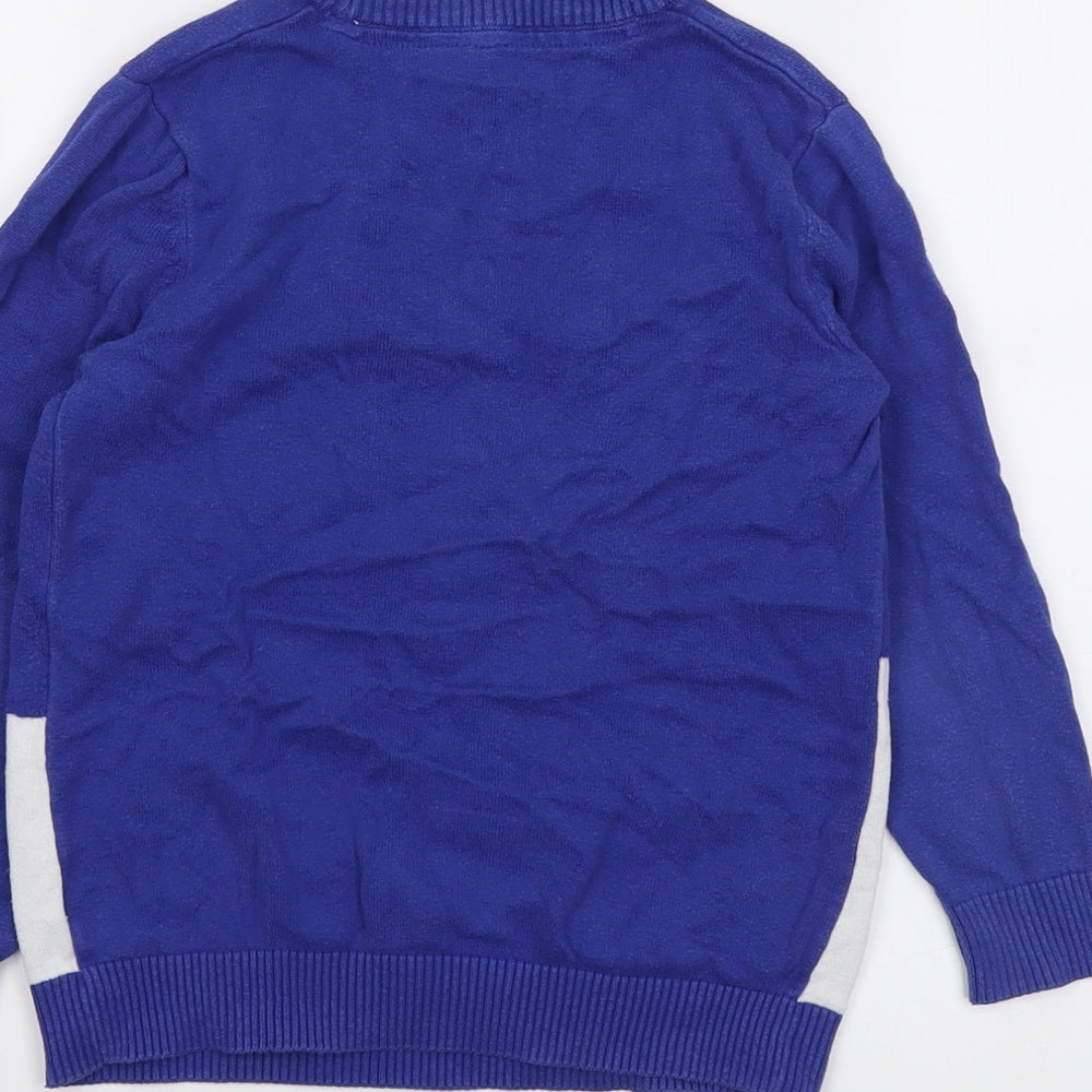 Marks and Spencer Boys Blue Round Neck Cotton Pullover Jumper Size 8-9 Years Pullover - Penguin Christmas