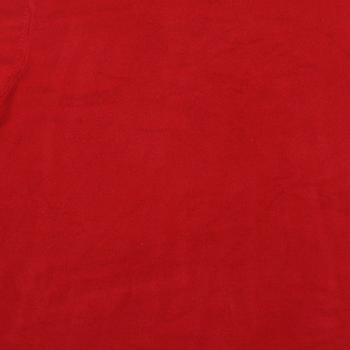 Classic Womens Red Round Neck Acrylic Pullover Jumper Size 16