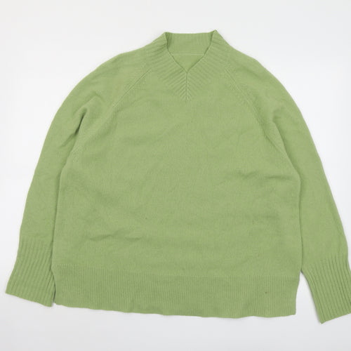 Whistles Womens Green V-Neck Wool Pullover Jumper Size M