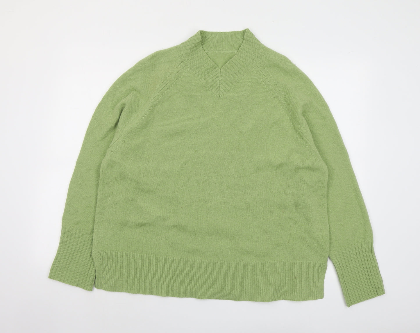 Whistles Womens Green V-Neck Wool Pullover Jumper Size M