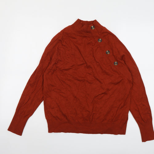 M&Co Womens Red High Neck Viscose Pullover Jumper Size 14
