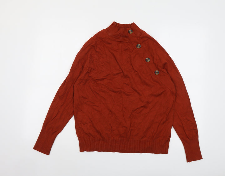 M&Co Womens Red High Neck Viscose Pullover Jumper Size 14