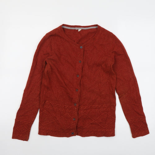 White Stuff Womens Red Round Neck Viscose Cardigan Jumper Size 10