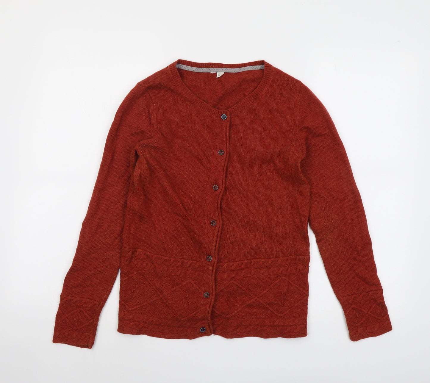 White Stuff Womens Red Round Neck Viscose Cardigan Jumper Size 10