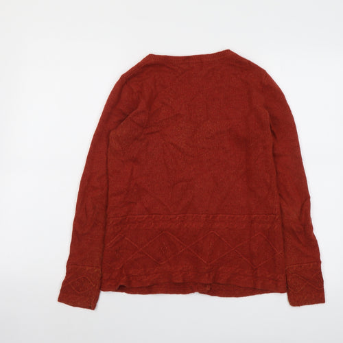 White Stuff Womens Red Round Neck Viscose Cardigan Jumper Size 10