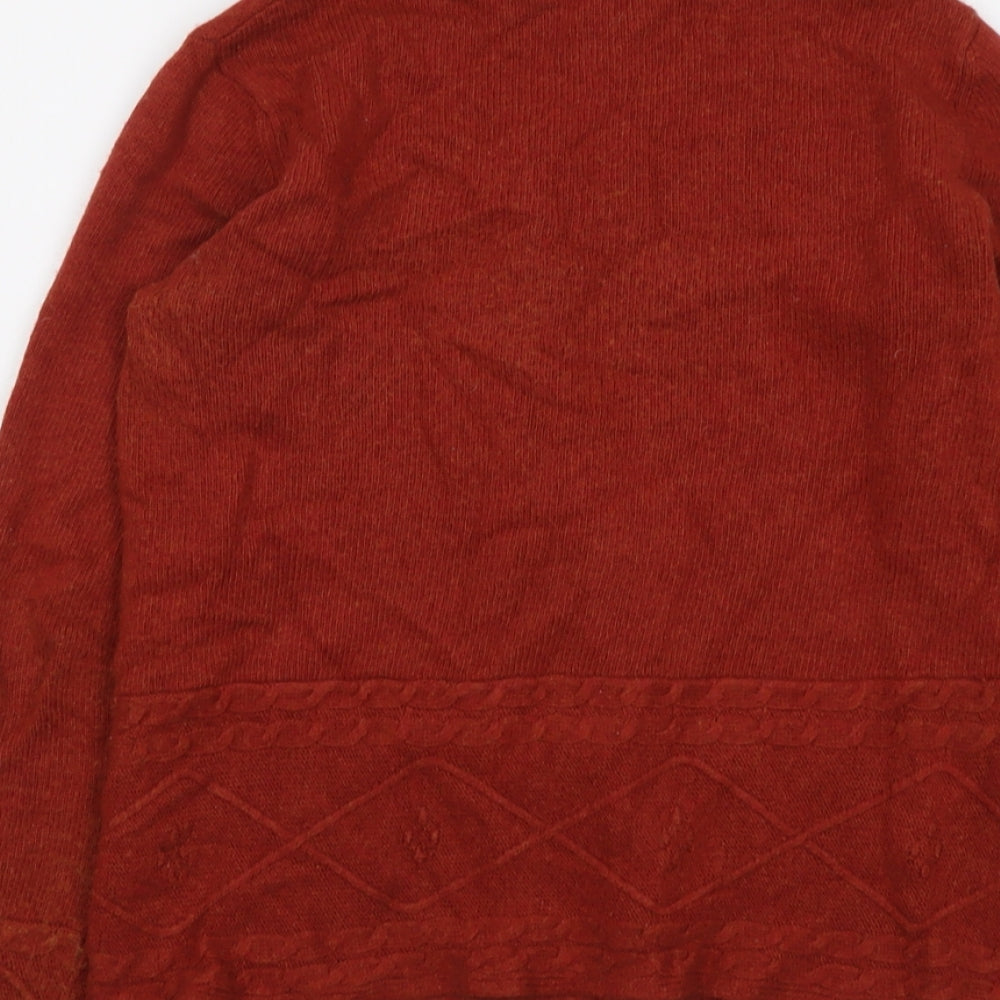 White Stuff Womens Red Round Neck Viscose Cardigan Jumper Size 10